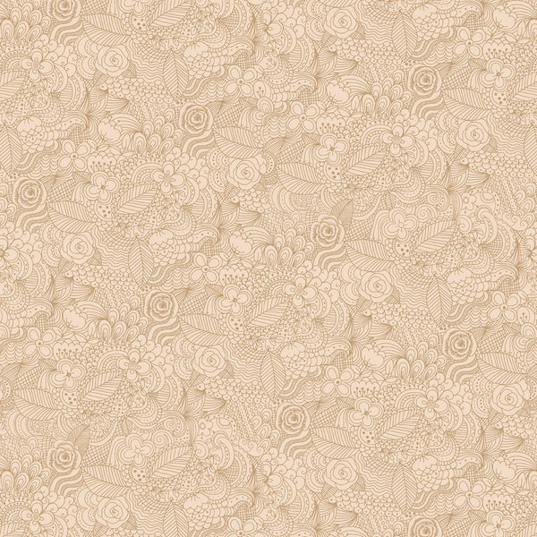 Beige Paisley Floral 2-ply Flannel 108in Wide Back